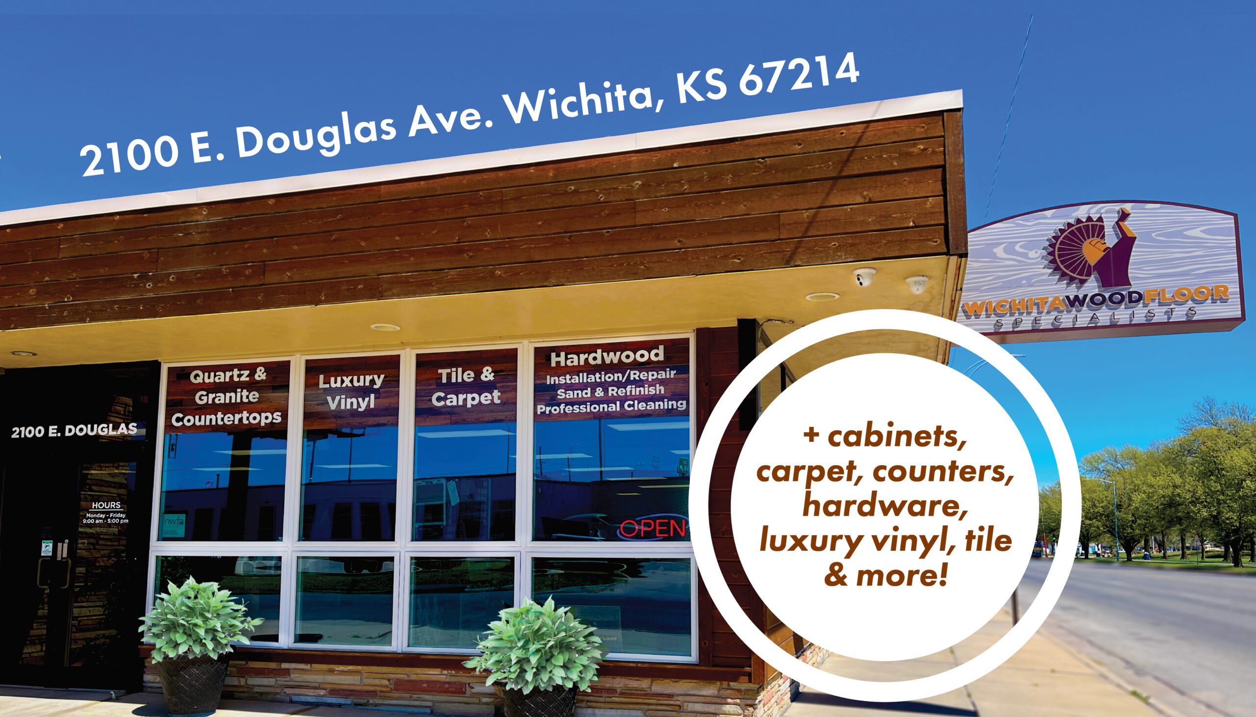 Photo of Wichita Wood Floor Specialists showroom building exterior located at 2100 E Douglas Ave Wichita KS 67214