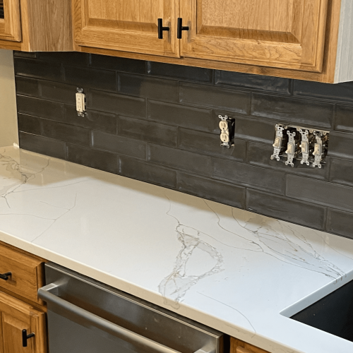 Kitchen remodel with tile backsplash