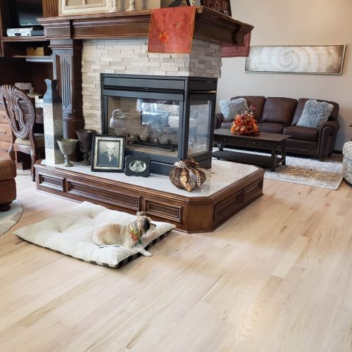 hardwood flooring around fireplace